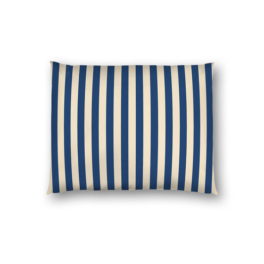 Beige Cotton Sateen Sham, Royal Blue Bars on Front, White Reverse Side | CSSH-1295-051, Standard - 51 x 66 cm / 20 x 26 inches