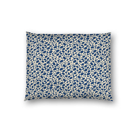 Beige Cotton Sateen Pillow Sham, Royal Blue Hand-painted Dab Motif Print, Beige Revese Side | CSSH-1295-092, Standard - 51 x 66 cm / 20 x 26 inches