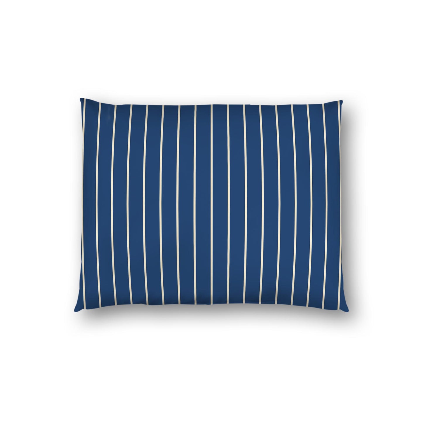 Royal Blue Cotton Sateen Sham, Beige Stripes on Front, White Reverse Side | CSSH-1295-152, Standard - 51 x 66 cm / 20 x 26 inches