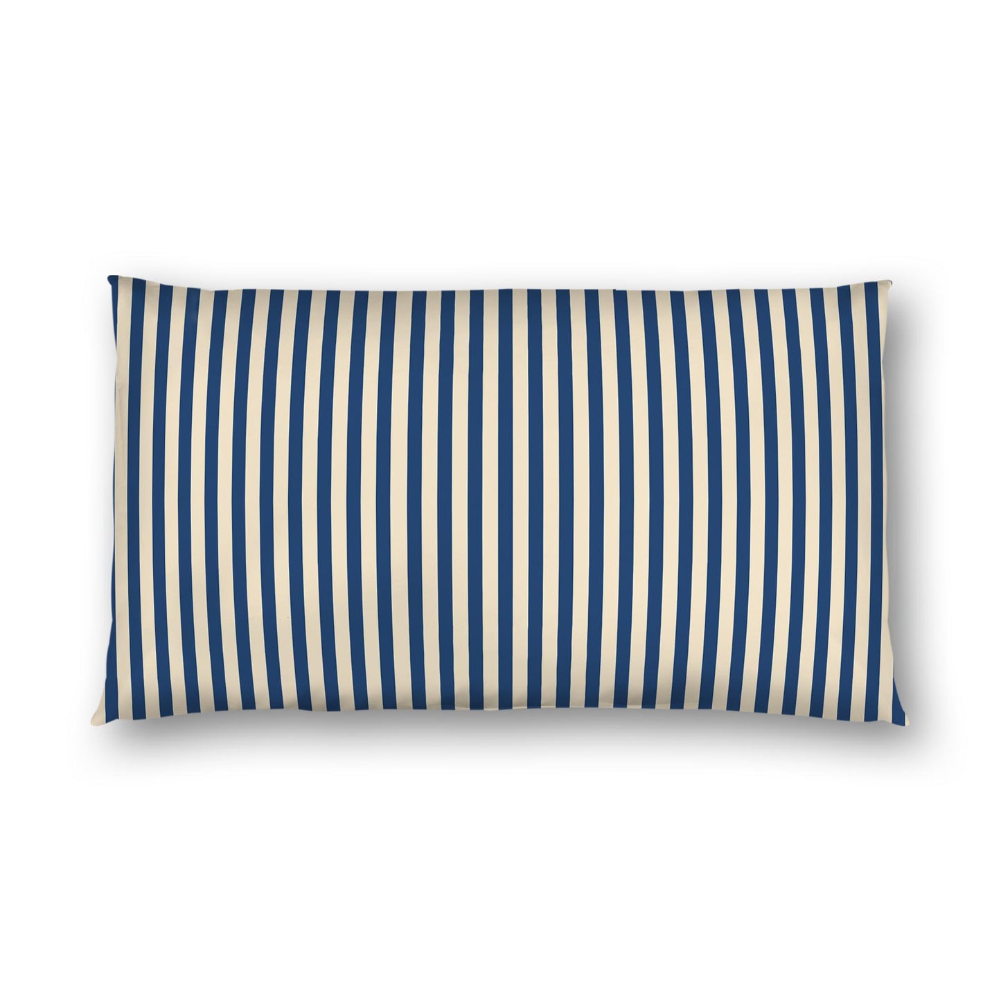 Beige Cotton Sateen Sham, Thin Royal Blue Bars on Front, White Reverse Side | CSSH-1295-241, King - 51 x 91 cm / 20 x 36 inches