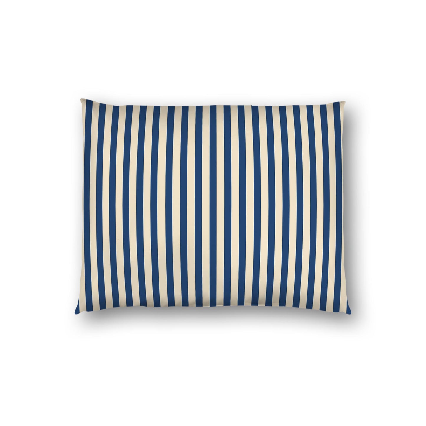 Beige Cotton Sateen Sham, Thin Royal Blue Bars on Front, White Reverse Side | CSSH-1295-241, Standard - 51 x 66 cm / 20 x 26 inches