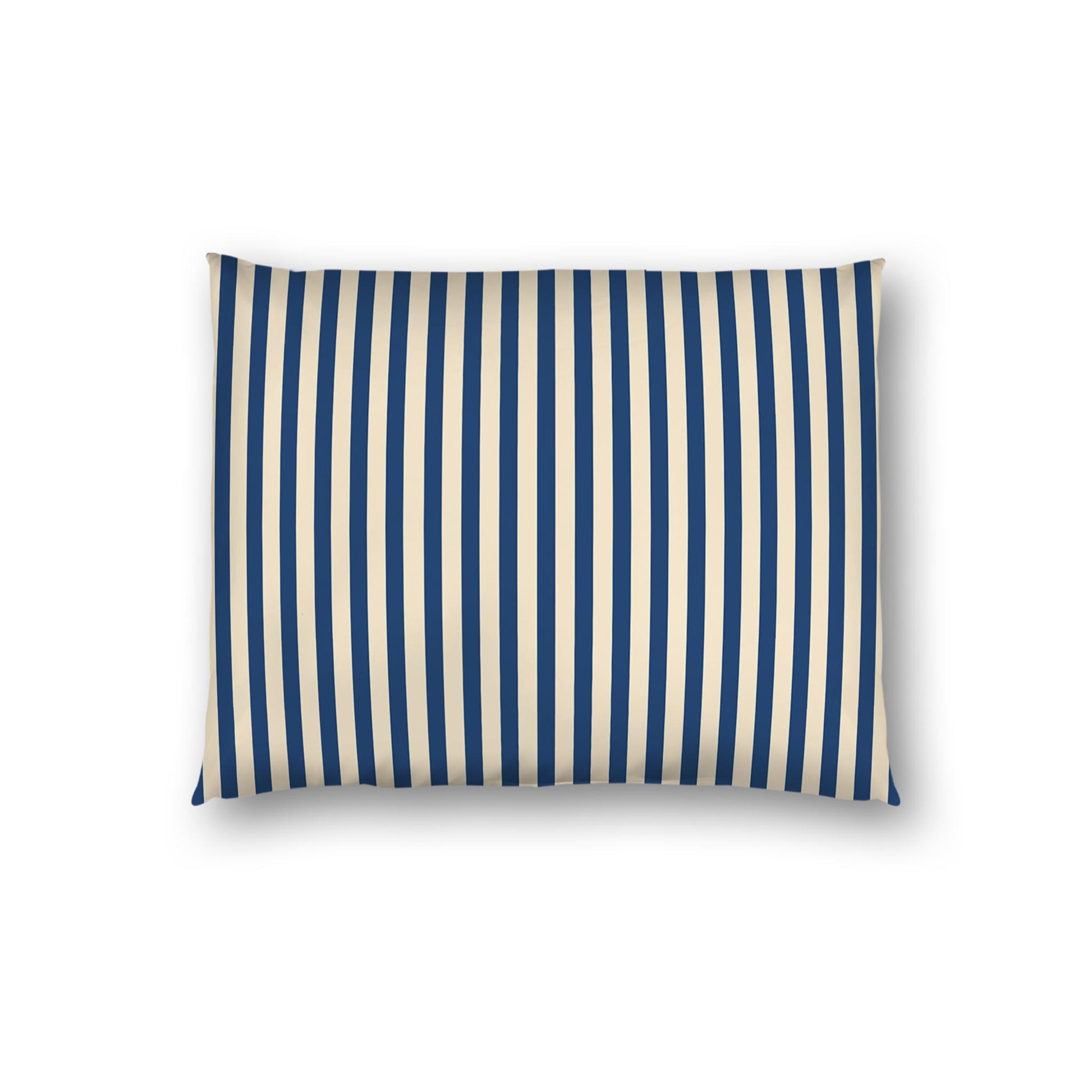 Beige Cotton Sateen Sham, Thin Royal Blue Bars on Front, White Reverse Side | CSSH-1295-241, Standard - 51 x 66 cm / 20 x 26 inches