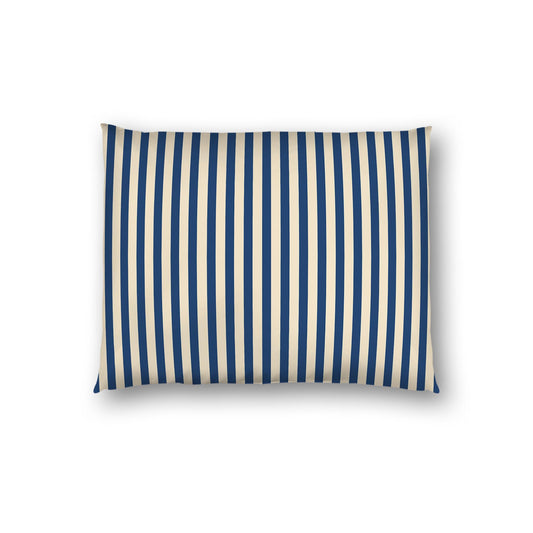 Beige Cotton Sateen Sham, Thin Royal Blue Bars on Front, White Reverse Side | CSSH-1295-241, Standard - 51 x 66 cm / 20 x 26 inches