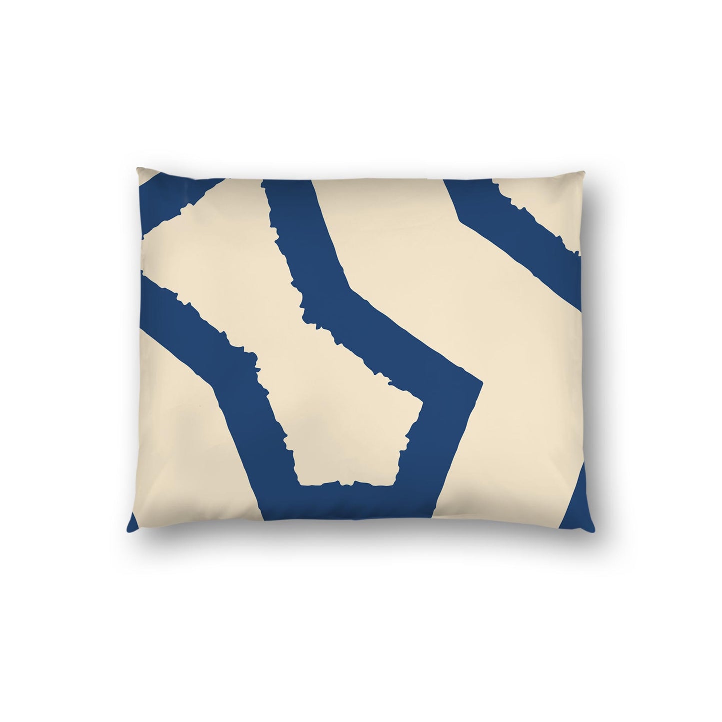 Beige Cotton Sateen Sham, Bold Royal Blue Graphic on Front, White Reverse Side | CSSH-1295-391, Standard - 51 x 66 cm / 20 x 26 inches