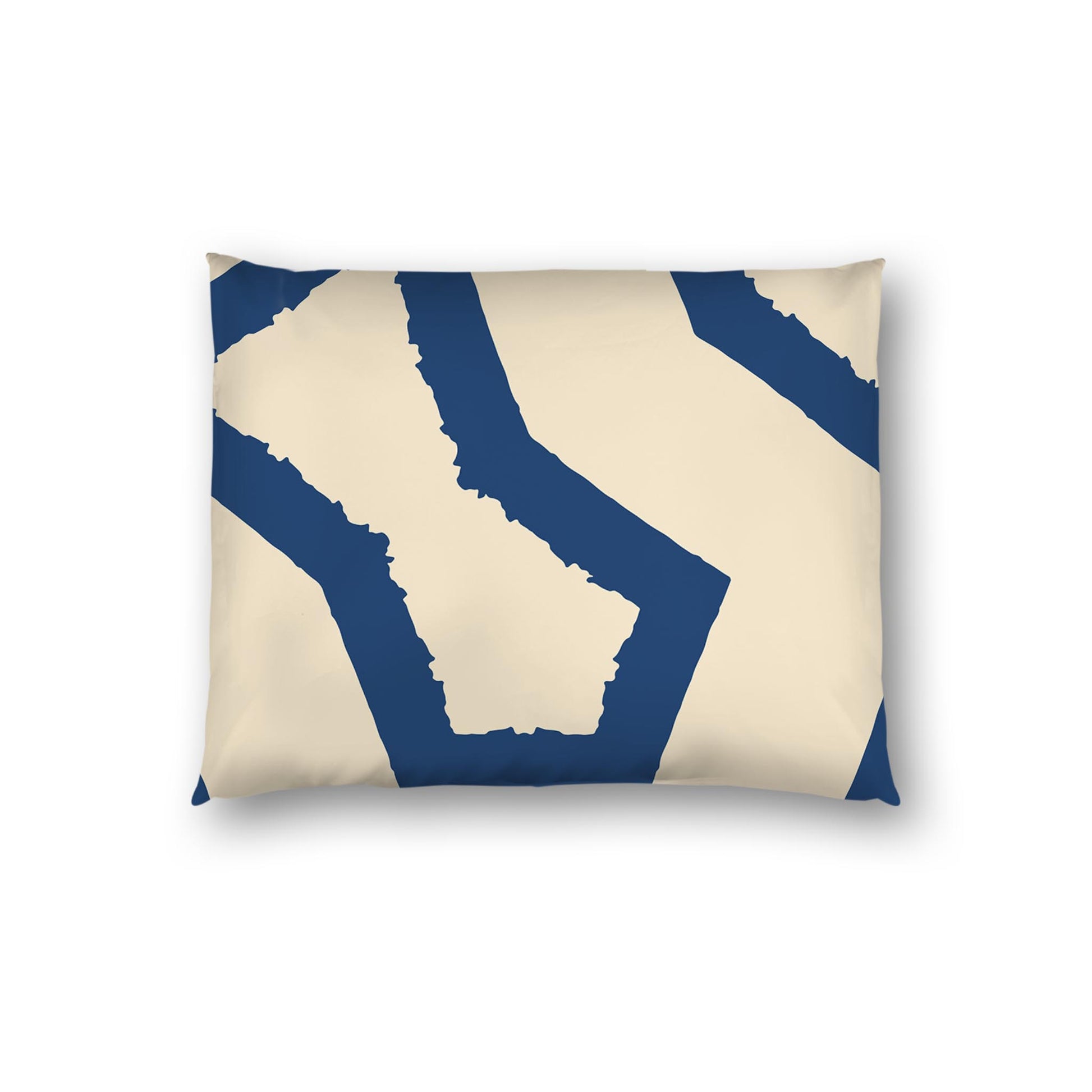Beige Cotton Sateen Sham, Bold Royal Blue Graphic on Front, White Reverse Side | CSSH-1295-391, Standard - 51 x 66 cm / 20 x 26 inches