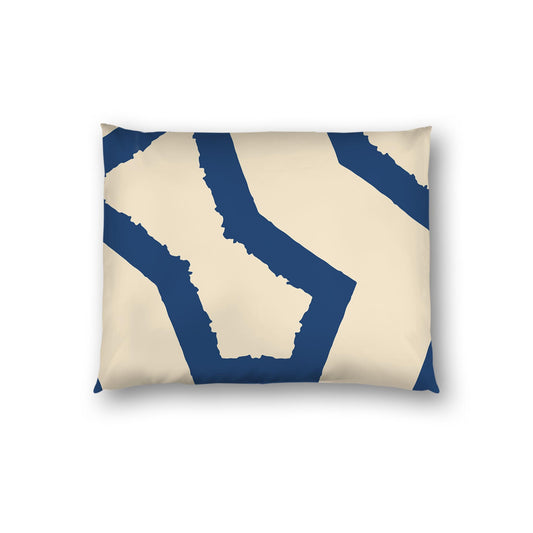 Beige Cotton Sateen Sham, Bold Royal Blue Graphic on Front, White Reverse Side | CSSH-1295-391, Standard - 51 x 66 cm / 20 x 26 inches