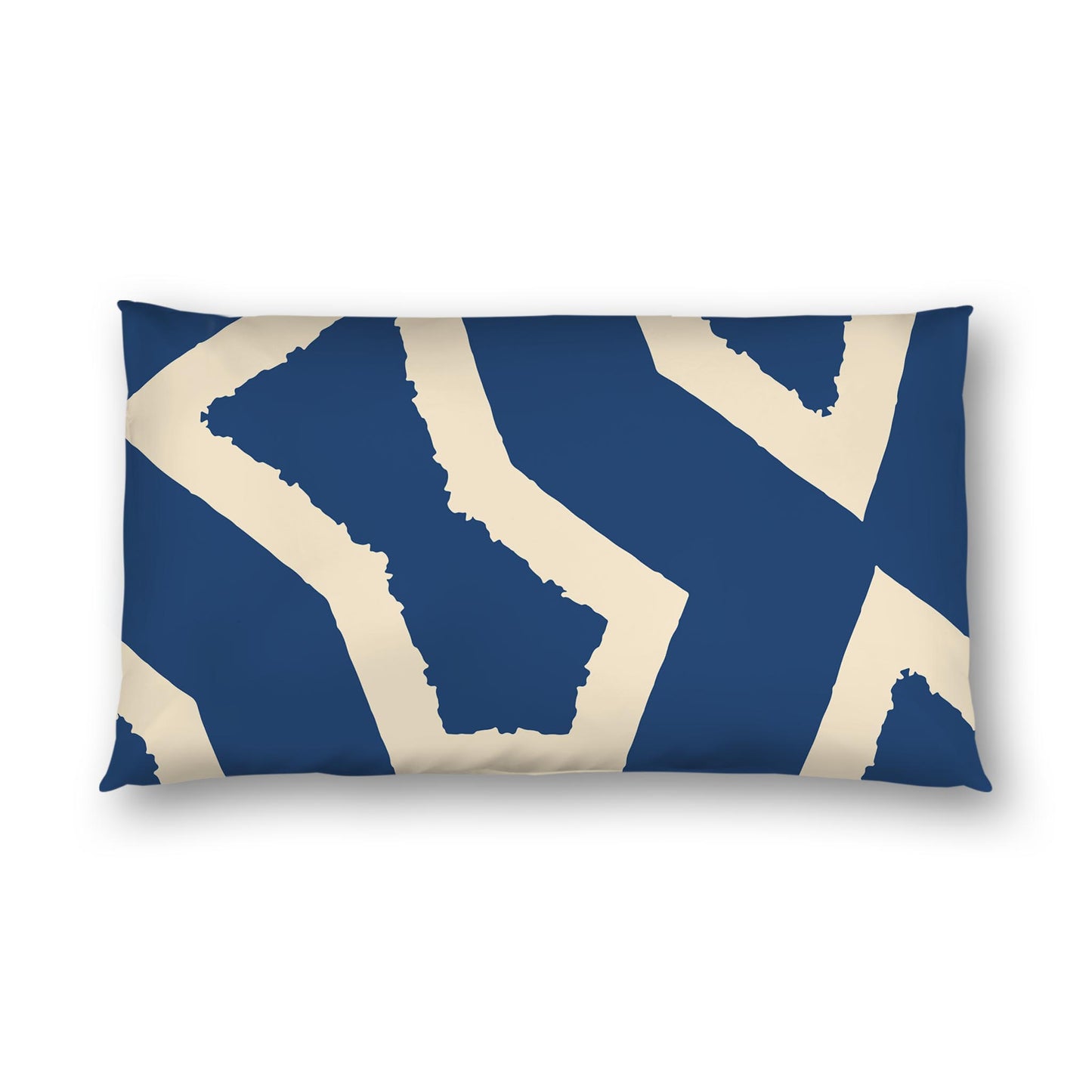 Royal Blue Cotton Sateen Sham, Bold Beige Graphic on Front, White Reverse Side | CSSH-1295-392, King - 51 x 91 cm / 20 x 36 inches