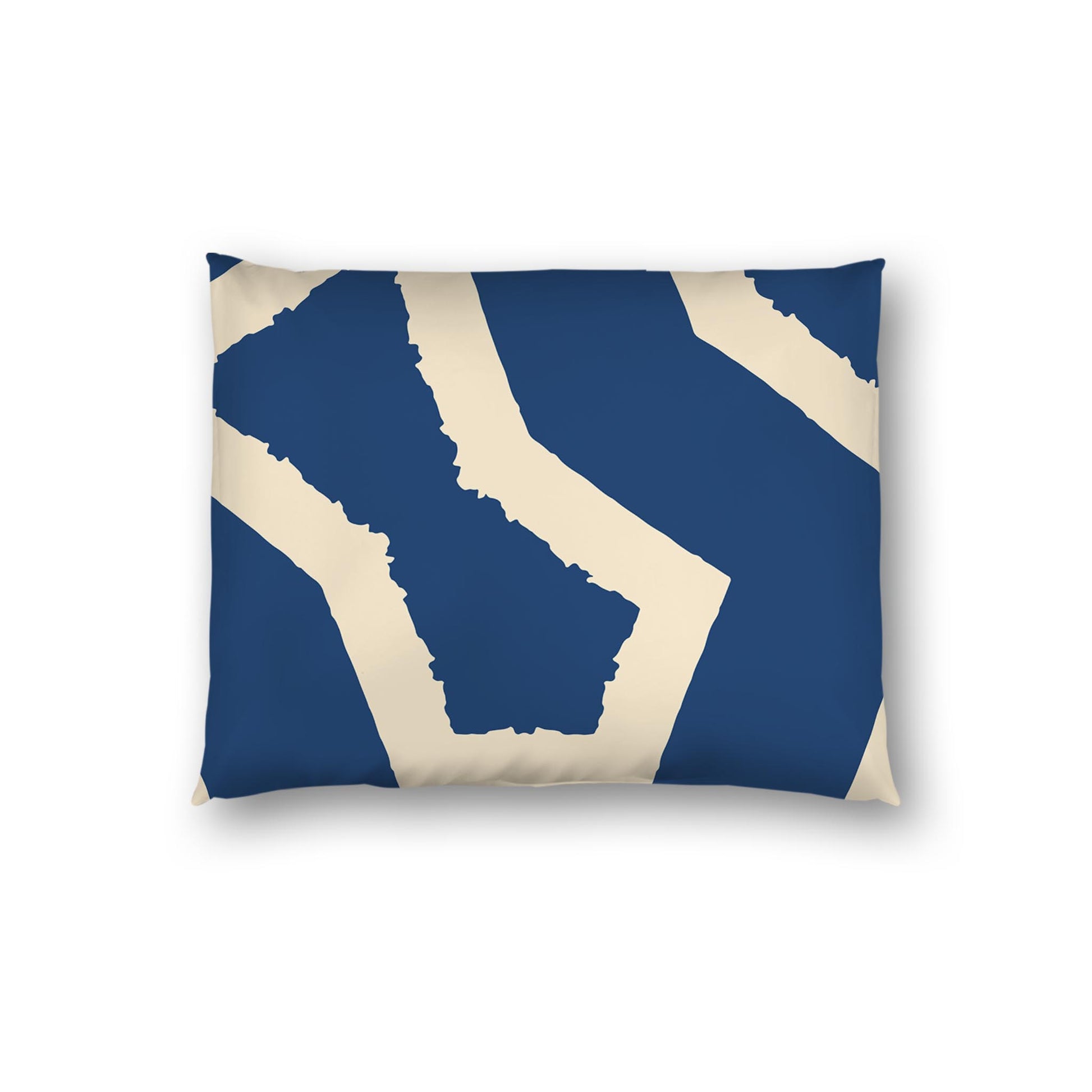 Royal Blue Cotton Sateen Sham, Bold Beige Graphic on Front, White Reverse Side | CSSH-1295-392, Standard - 51 x 66 cm / 20 x 26 inches