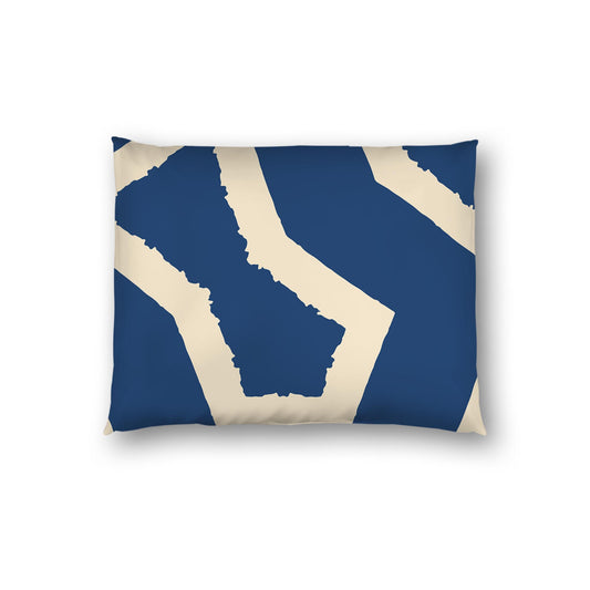 Royal Blue Cotton Sateen Sham, Bold Beige Graphic on Front, White Reverse Side | CSSH-1295-392, Standard - 51 x 66 cm / 20 x 26 inches