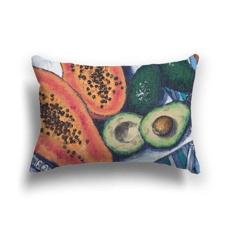 Fine Art Cushion Cover | Papaya & Avocados, CAPC-2105, 51 x 36 cm / 20 x 14 inches