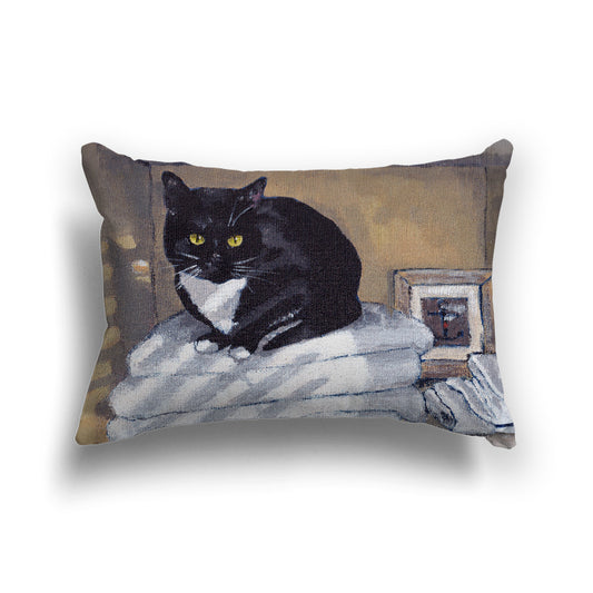 Fine Art Cushion Cover | Black Cat on a Shelf, CAPC-2150, 51 x 36 cm / 20 x 14 inches