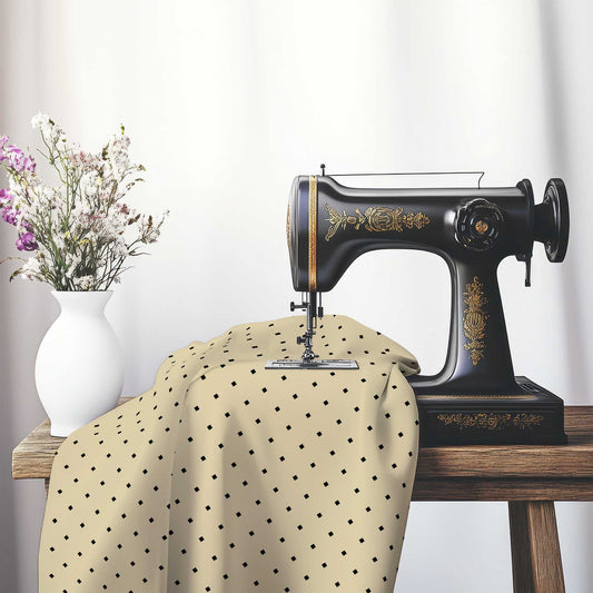 Cotton Canvas Fabric with Black Diamonds on Tan , FACC-1014-101