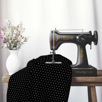 Cotton Canvas Fabric with Fine Tan Diamonds on Black, FACC-1014-112