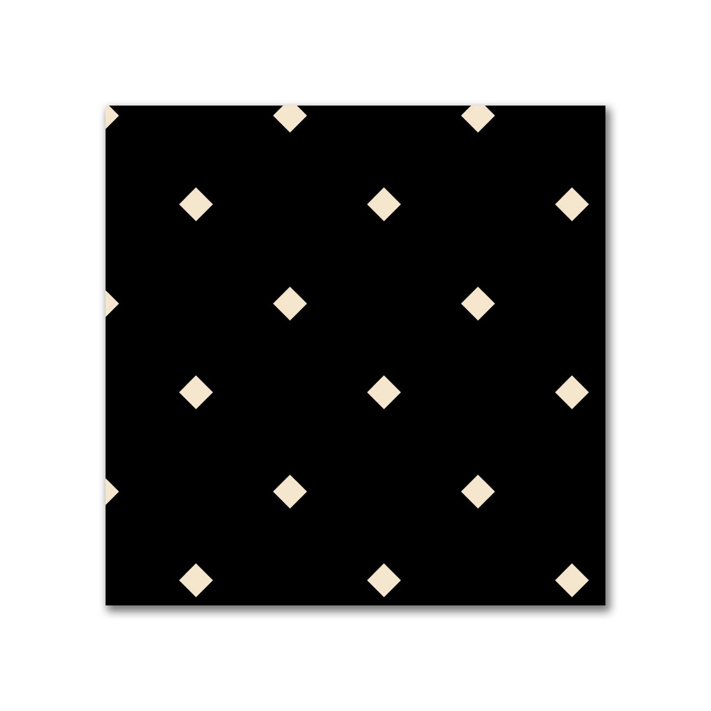 Cotton Canvas Fabric with Beige Diamonds on Black, FACC-1015-102