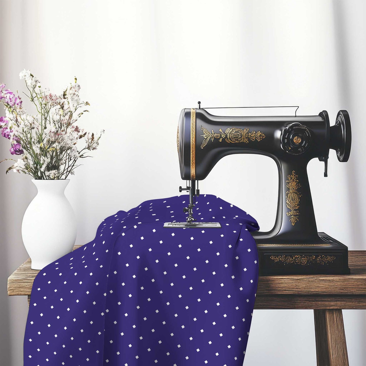 Cotton Canvas Fabric with Off-White Diamonds on Purple, FACC-1143-102
