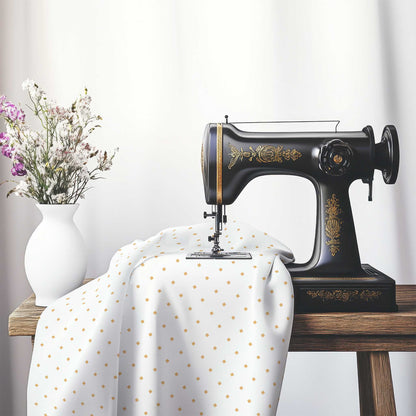 Off-White Cotton Canvas Fabric with Orange Diamonds, FACC-1232-101