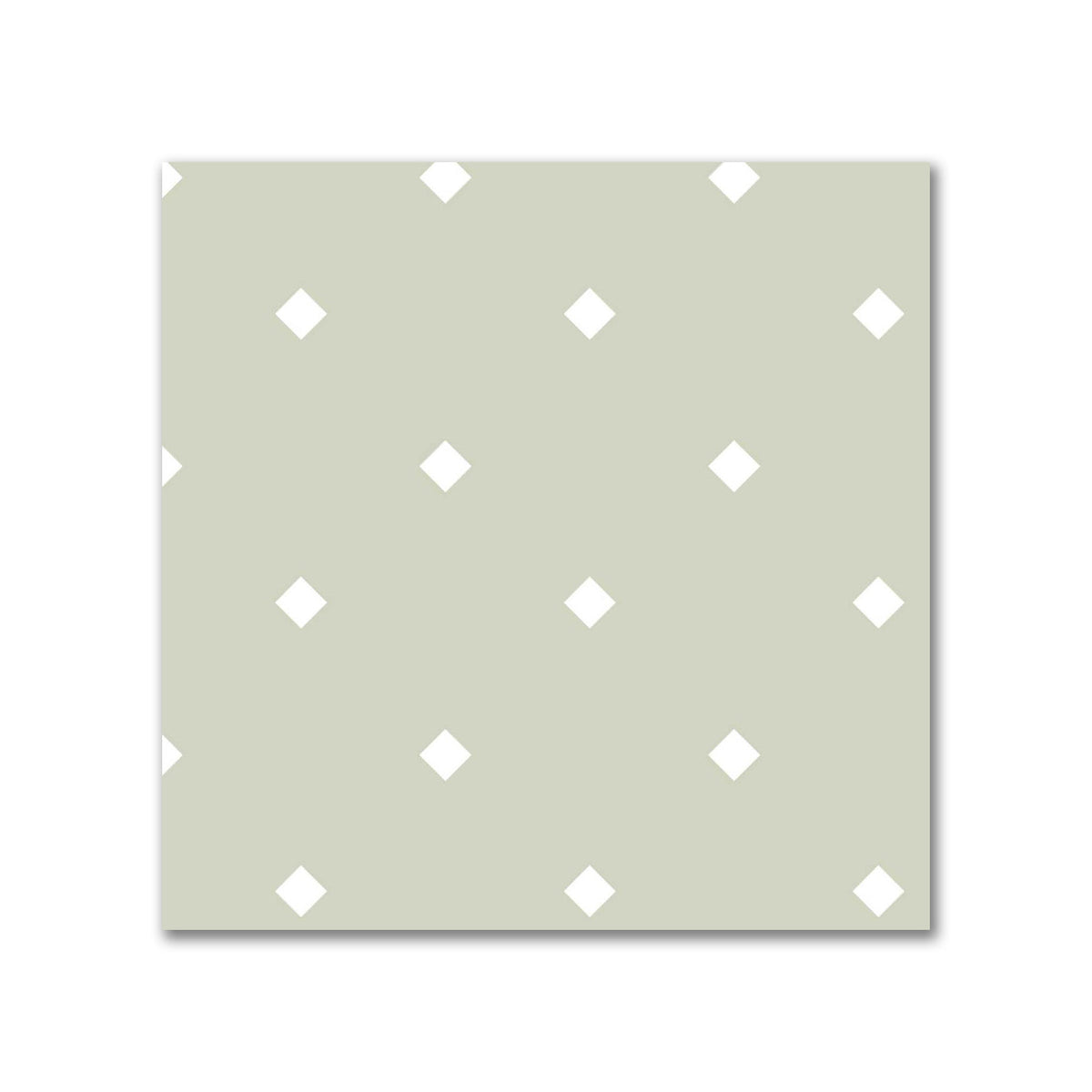 Cotton Canvas Fabric with Off-White Diamonds on Pale Green | Swatch - 21 x 21 cm / 8 x 8 inches