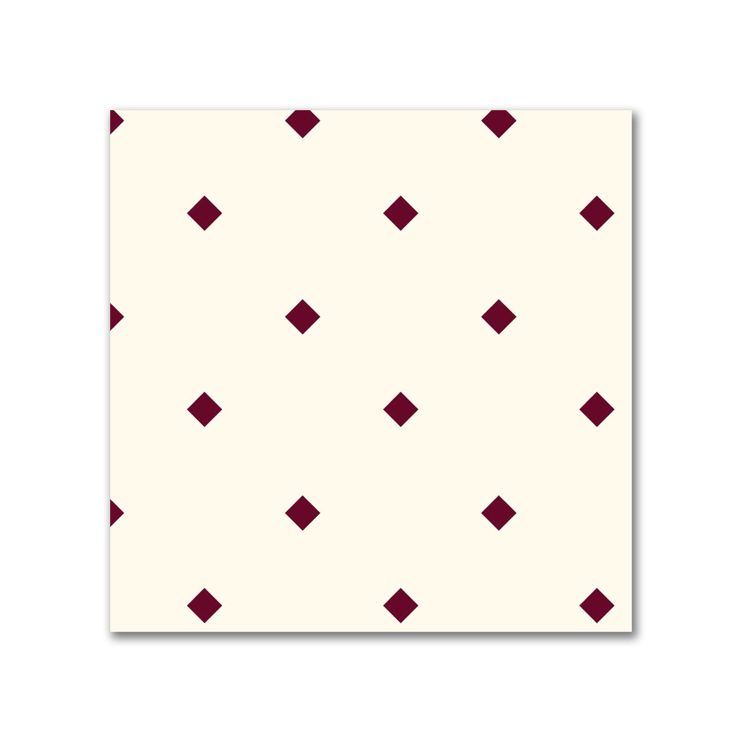 Cotton Canvas Fabric with Burgundy Red Diamonds on Pale Cream, FACC-1283-101