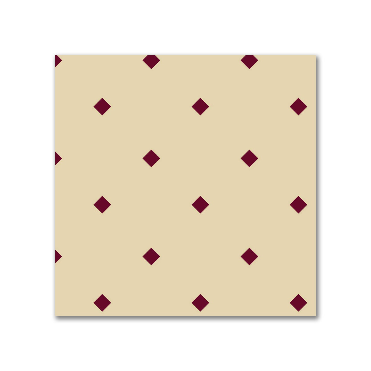 Cotton Canvas Fabric with Burgundy Red Diamonds on Tan, FACC-1284-101