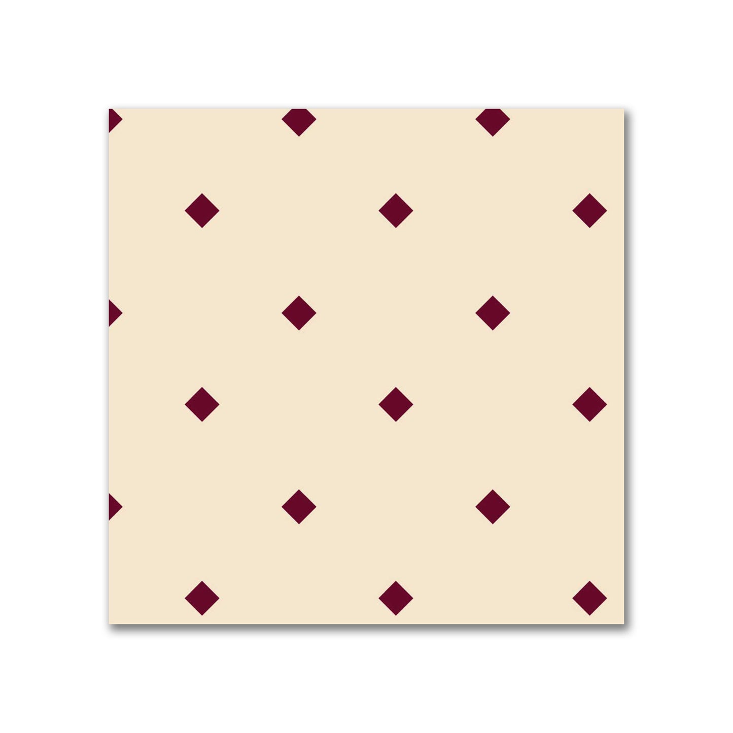 Cotton Canvas Fabric with Burgundy Red Diamonds on Beige, FACC-1285-101