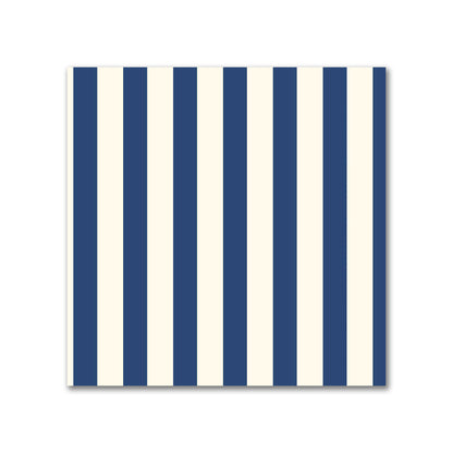 Cotton Canvas Fabric with Thin Royal Blue Bars on Pale Cream, FACC-1293-241