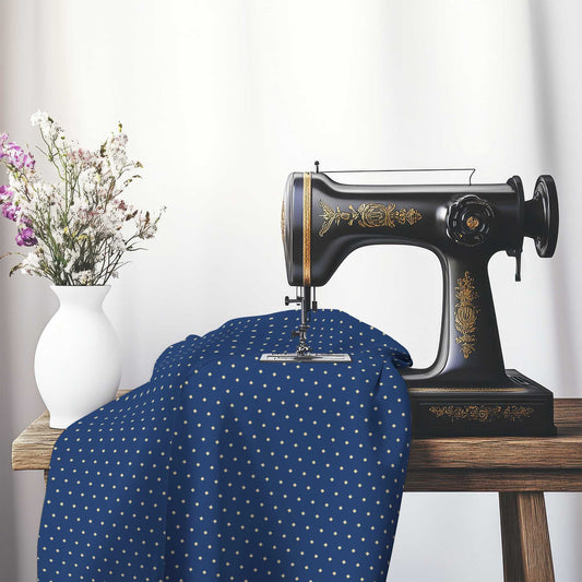 Cotton Canvas Fabric with Fine Tan Diamonds on Royal Blue, FACC-1294-112