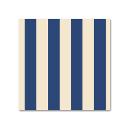Cotton Canvas Fabric with Royal Blue Bars on Beige, FACC-1295-051