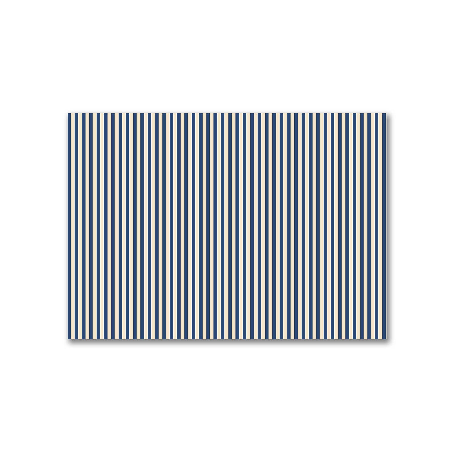 Cotton Canvas Fabric with Thin Royal Blue Bars on Beige, FACC-1295-241