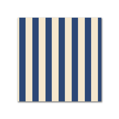 Cotton Canvas Fabric with Thin Royal Blue Bars on Beige, FACC-1295-241