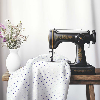 Off-White Cotton Canvas Fabric with Purple Diamonds, FACC-1300-101