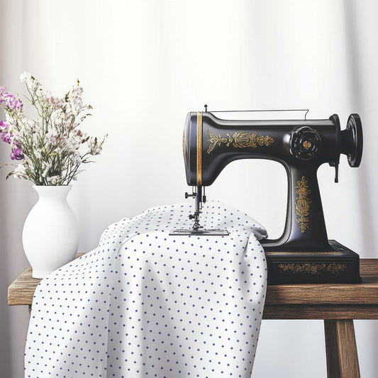 Off-White Cotton Canvas Fabric with Fine Purple Diamonds, FACC-1300-111