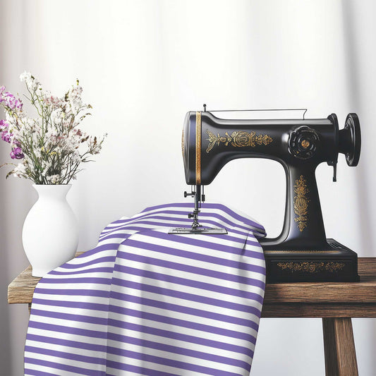 Off-White Cotton Canvas Fabric with Purple Bars, FACC-1350-051