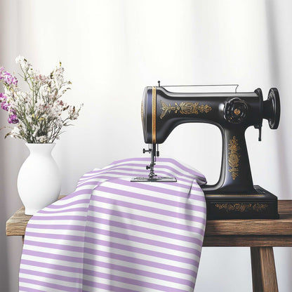 Off-White Cotton Canvas Fabric with Mauve Bars, FACC-1360-051
