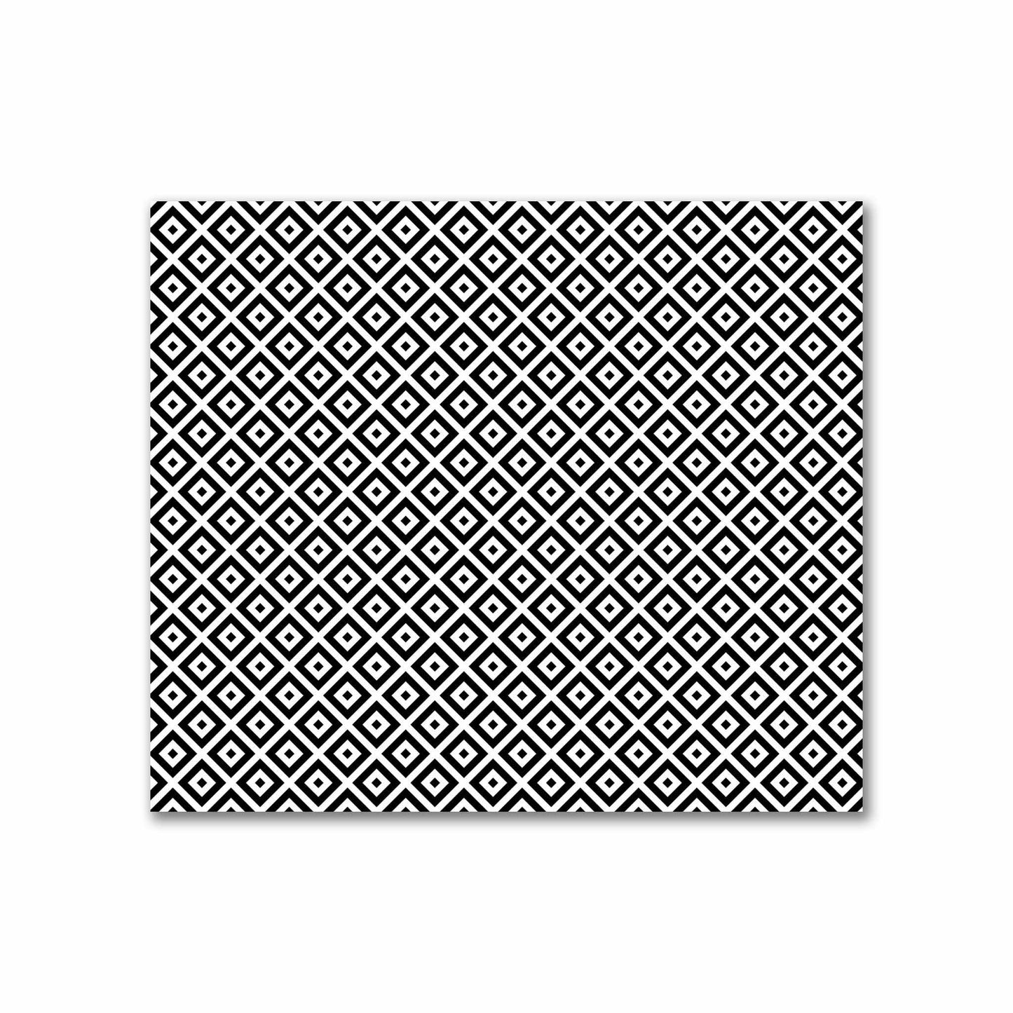 Off-White Cotton Sateen Fabric with Black Repeating Square Motif Print | FACS-1010-122
