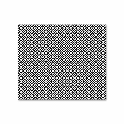 Off-White Cotton Sateen Fabric with Black Repeating Square Motif Print | FACS-1010-122