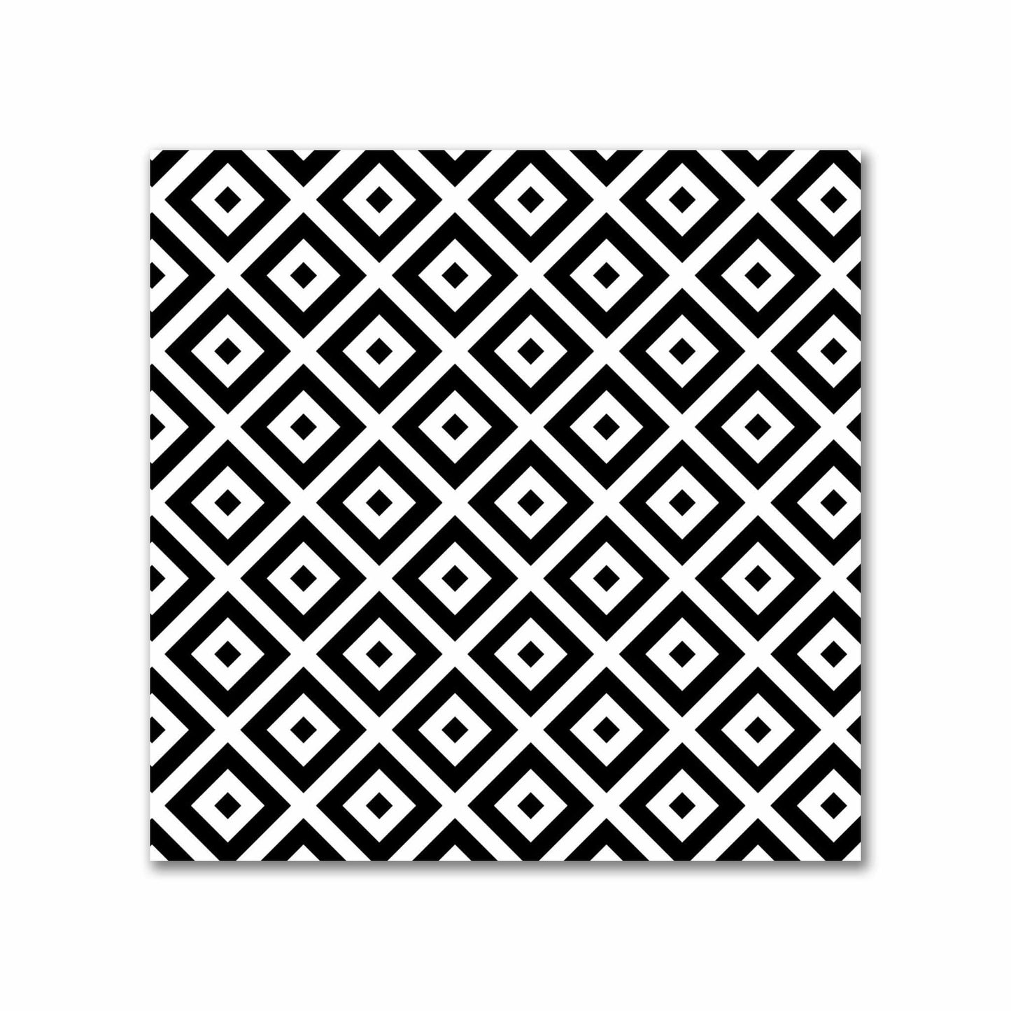 Off-White Cotton Sateen Fabric with Black Repeating Square Motif Print | FACS-1010-122