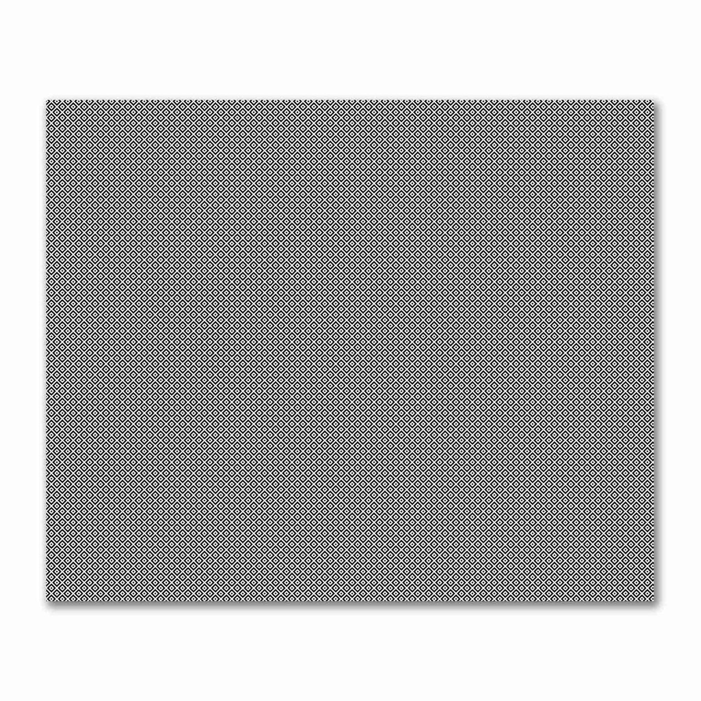 Off-White Cotton Sateen Fabric with Black Repeating Square Motif Print | FACS-1010-122