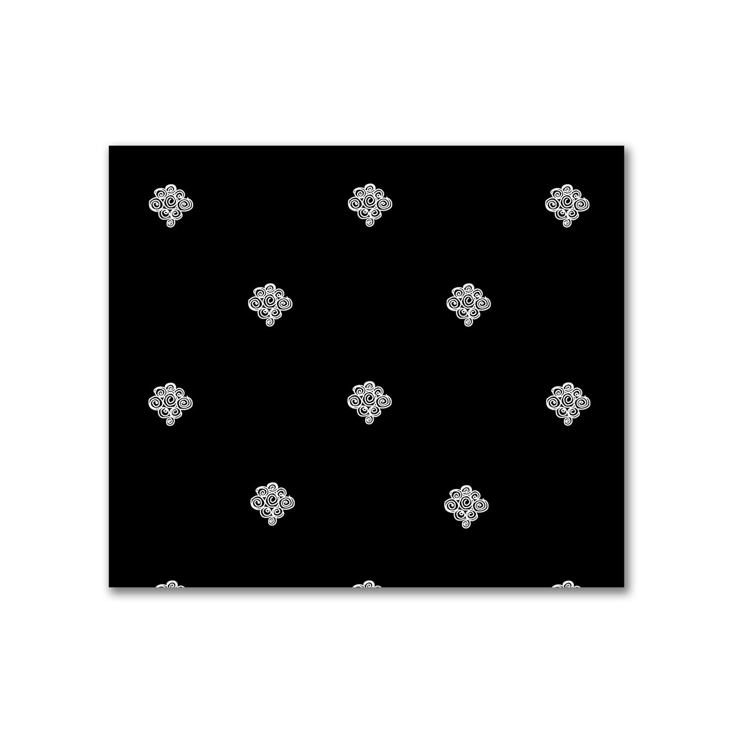 Black Cotton Sateen Fabric with Off-White Hand-painted Swizzle Motif Print | FACS-1010-172