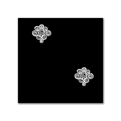 Black Cotton Sateen Fabric with Off-White Hand-painted Swizzle Motif Print | FACS-1010-172