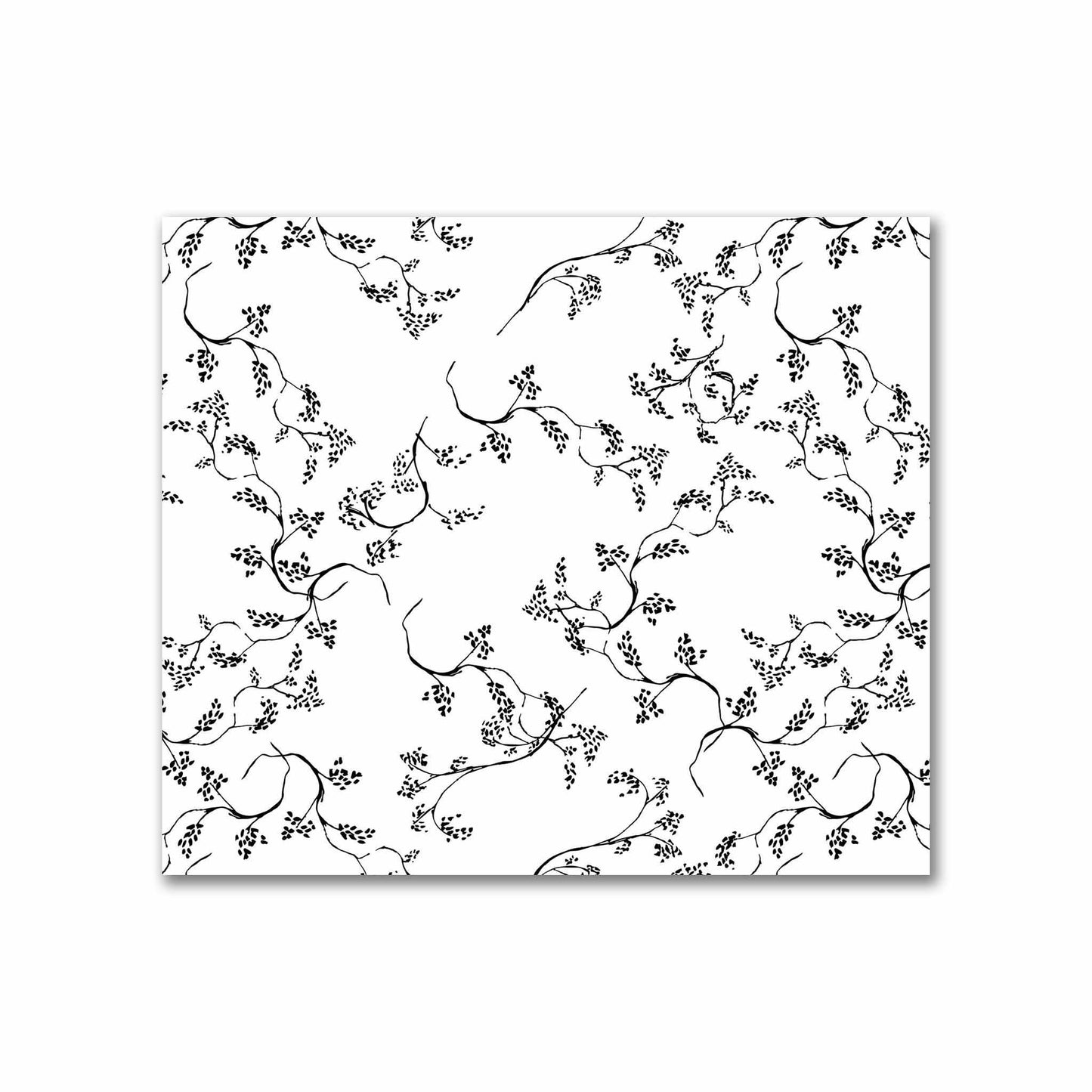 Off-White Cotton Sateen Fabric with Black Hand-painted Vine Print | FACS-1010-181