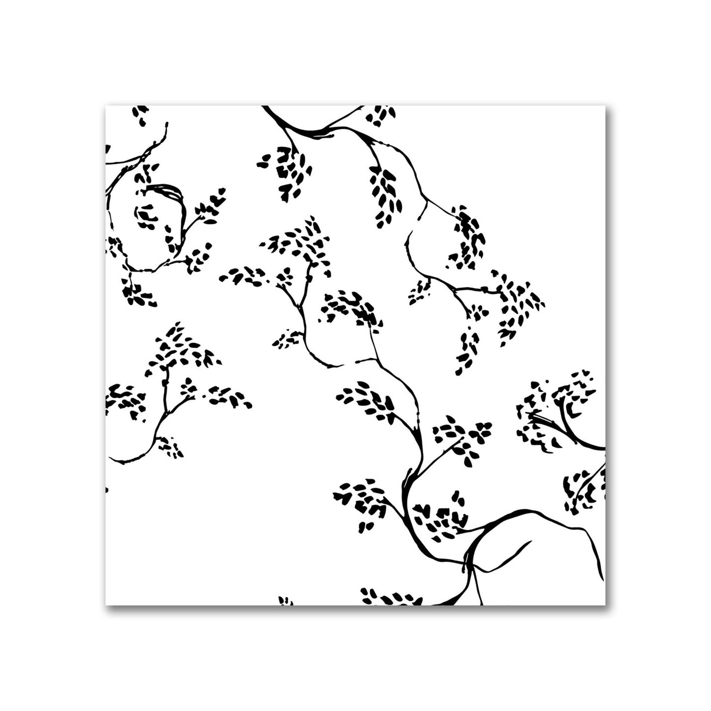 Off-White Cotton Sateen Fabric with Black Hand-painted Vine Print | FACS-1010-181