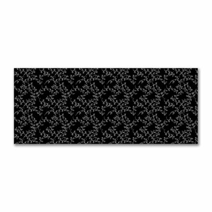 Black Cotton Sateen Fabric with Off-White Vine Print  | FACS-1010-182