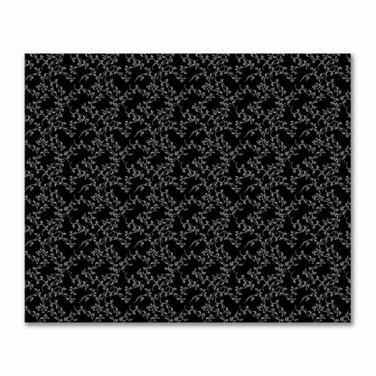 Black Cotton Sateen Fabric with Off-White Vine Print  | FACS-1010-182