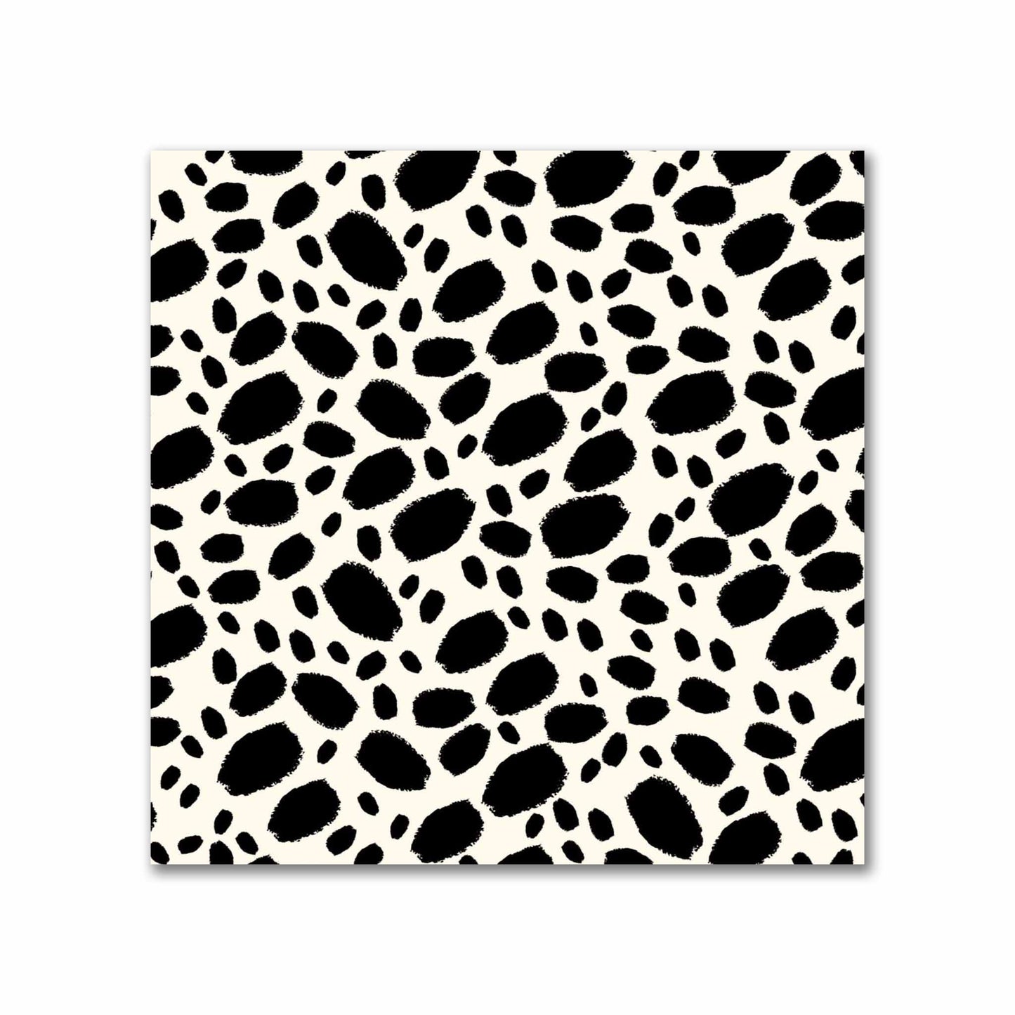 Pale Cream Cotton Sateen Fabric with Black Hand-painted Dab Motif Print | FACS-1013-092