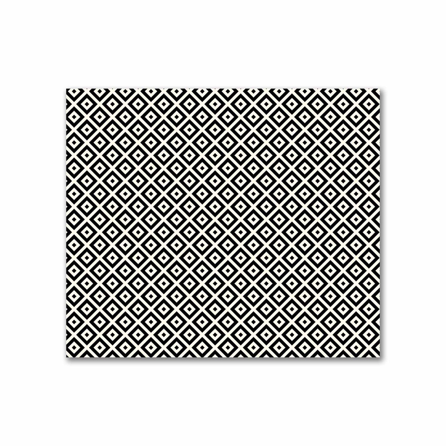 Pale Cream Cotton Sateen Fabric with Black Repeating Square Motif Print | FACS-1013-122