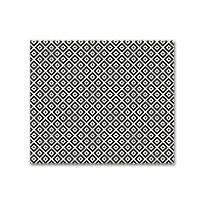 Pale Cream Cotton Sateen Fabric with Black Repeating Square Motif Print | FACS-1013-122