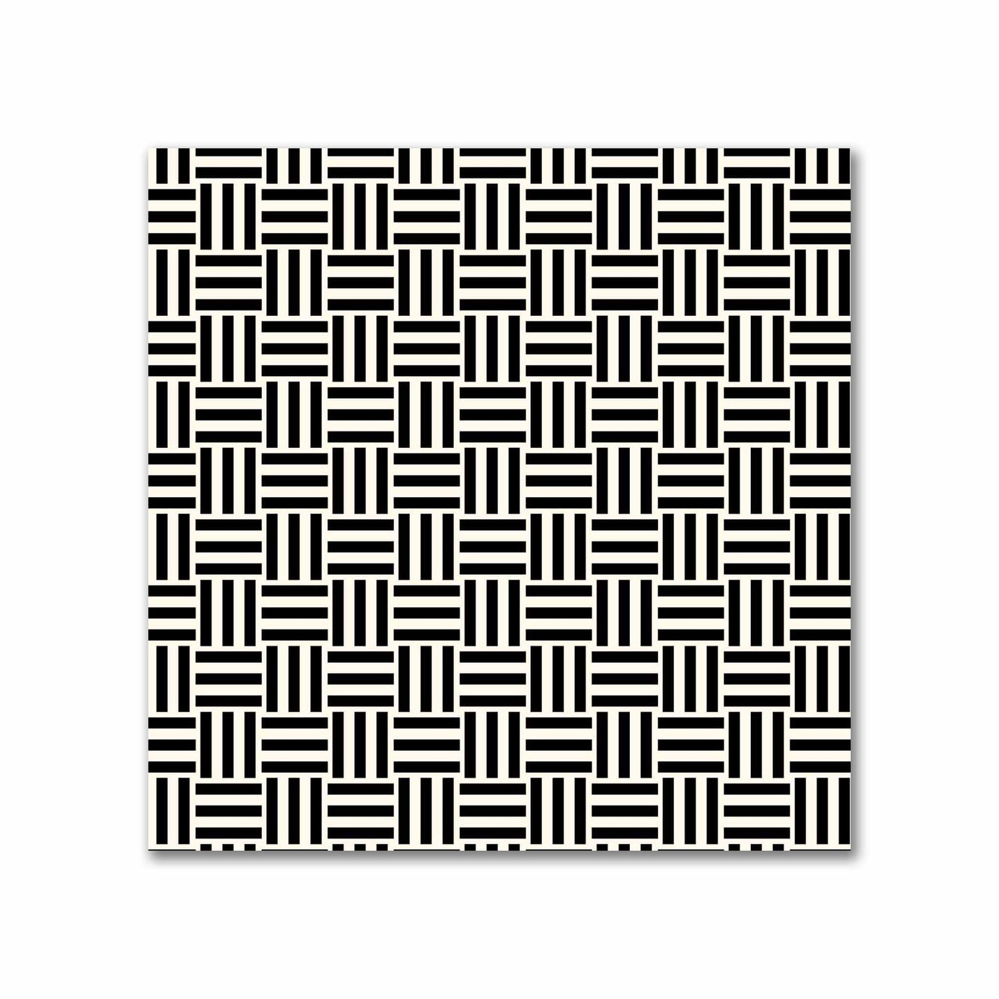 Pale Cream Cotton Sateen Fabric with Black Double Weave Motif Print | FACS-1013-144
