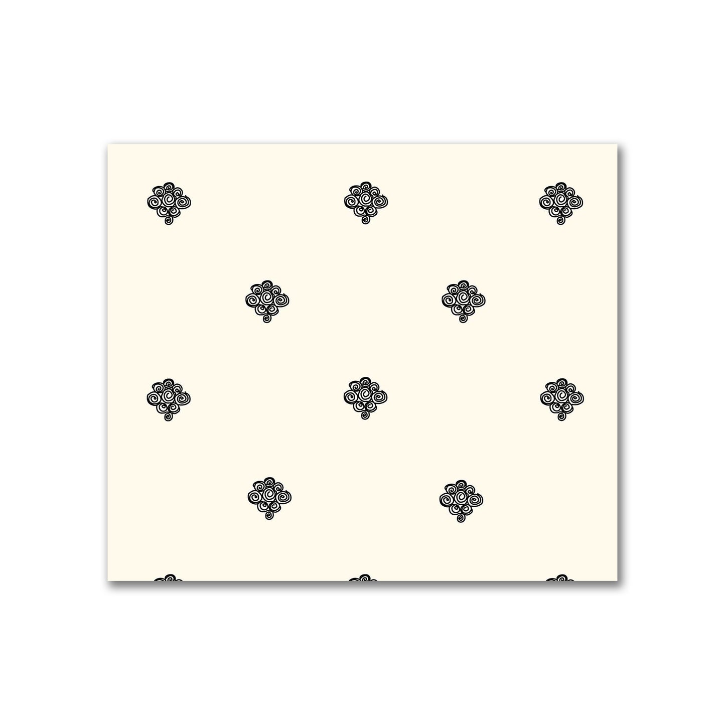 Pale Cream Cotton Sateen Fabric with Black Hand-painted Swizzle Motif Print | FACS-1013-171