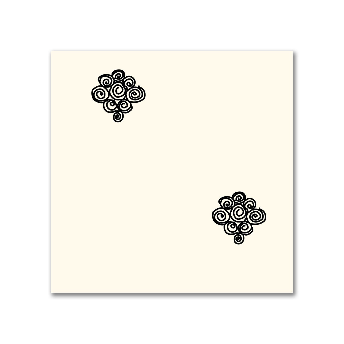 Pale Cream Cotton Sateen Fabric with Black Hand-painted Swizzle Motif Print | FACS-1013-171