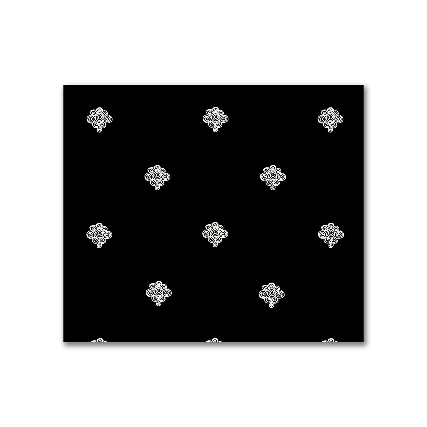Black Cotton Sateen Fabric with Pale Cream Hand-painted Swizzle Motif Print | FACS-1013-172